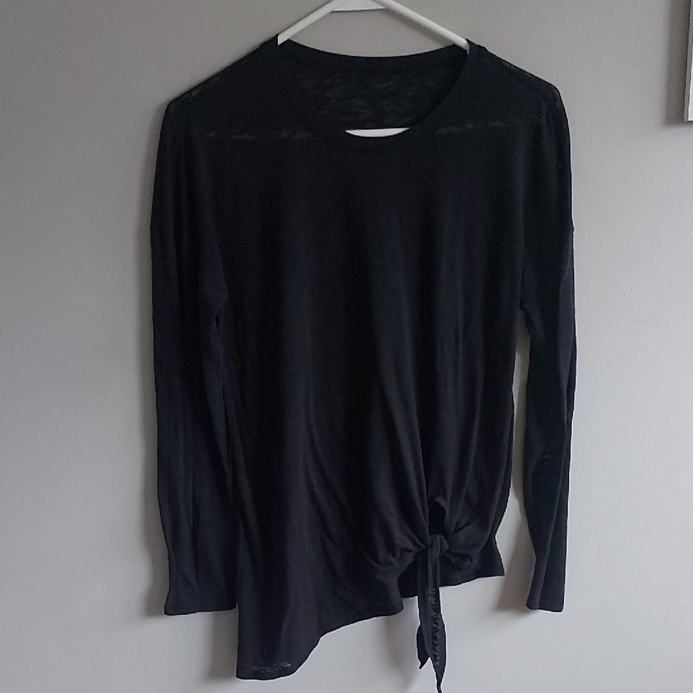 lululemon athletica Black Long Sleeve Tie Front Top